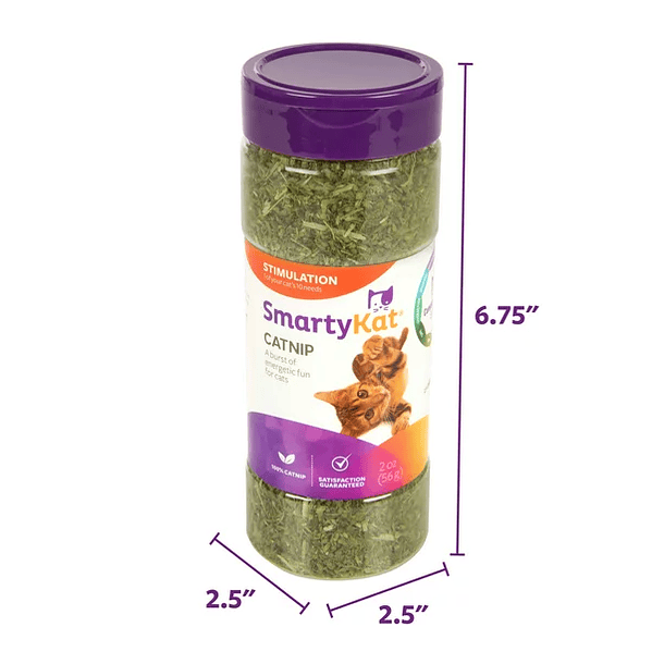 SmartyKat Catnip para gatos, natural, pura y potente, bote mezclador resellable 4