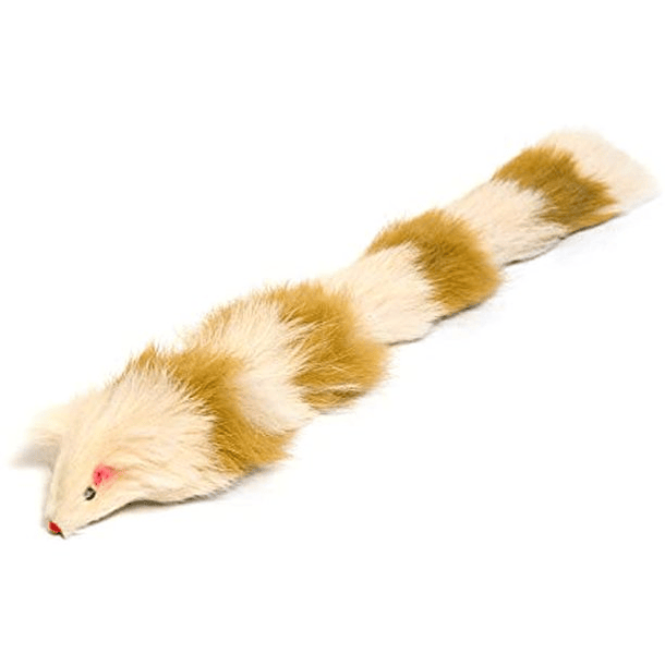Iconic Pet Set of 2 Fur Weasel Toy(One Brown/White, One Multicolored) with Squeaker for Pets