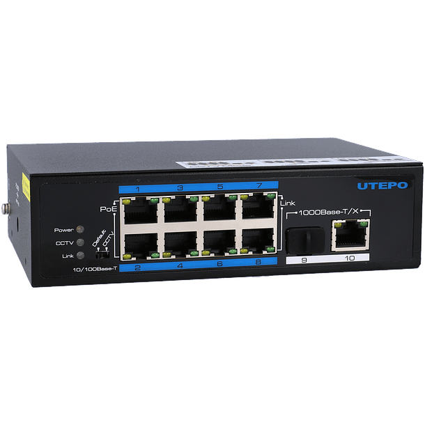 Switch UTEPO 10 portas com 8 portas PoE 