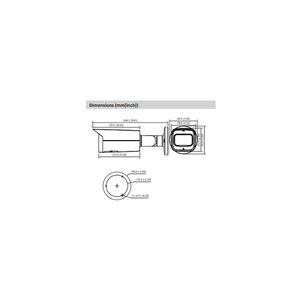 Câmara DAHUA bullet ip de 4 megapixels e lente zoom óptico 2