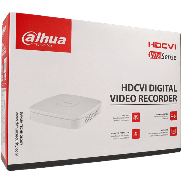 Gravador 5 em 1 (hd-cvi, hd-tvi, ahd, analógico e ip) DAHUA de 4 canais e 8 mpx de resoluçao máxima 1