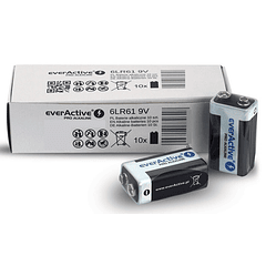 Pack 10x Pilhas Alcalinas 9V 6LR61 - everActive PRO ALKALINE