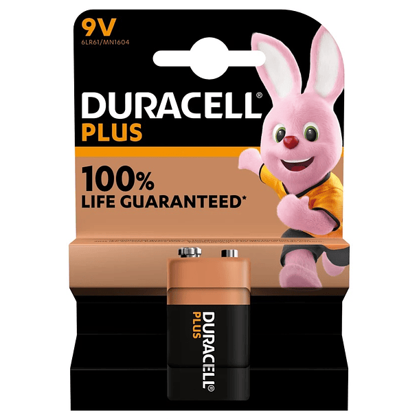 Pilha Alcalina 9V 6LR61 - Duracell PLUS 