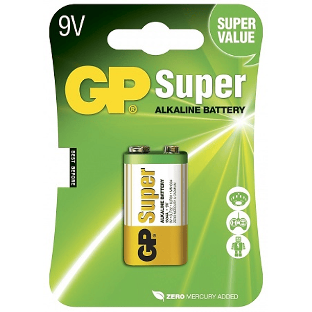 Pilha Alcalina 6LR61 9V - GP 