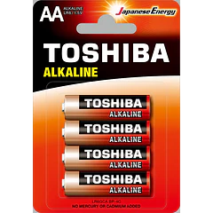 Blister 4 Pilhas Alcalinas 1,5V LR6 AA - TOSHIBA