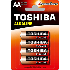 Blister 4 Pilhas Alcalinas 1,5V LR6 AA - TOSHIBA