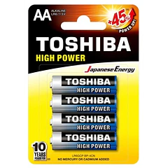 Blister 4 Pilhas Alcalinas 1,5V LR6 AA - TOSHIBA