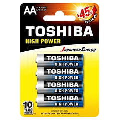 Blister 4 Pilhas Alcalinas 1,5V LR6 AA - TOSHIBA