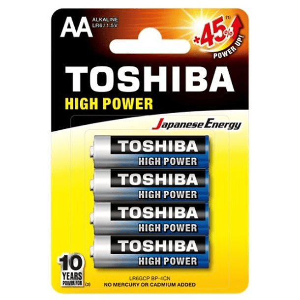 Blister 4 Pilhas Alcalinas 1,5V LR6 AA - TOSHIBA 