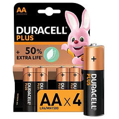 Blister 4 Pilhas Alcalinas 1,5V LR06 AA - Duracell PLUS