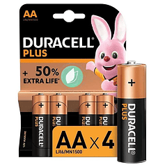 Blister 4 Pilhas Alcalinas 1,5V LR06 AA - Duracell PLUS