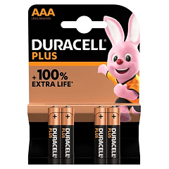 Blister 4 Pilhas Alcalinas 1,5V LR03 AAA - Duracell PLUS