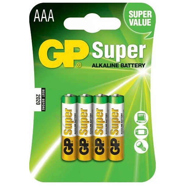 Blister 4 Pilhas Alcalinas LR03 AAA - GP 1