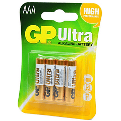 Blister 4 Pilhas Alcalinas LR03 AAA - GP