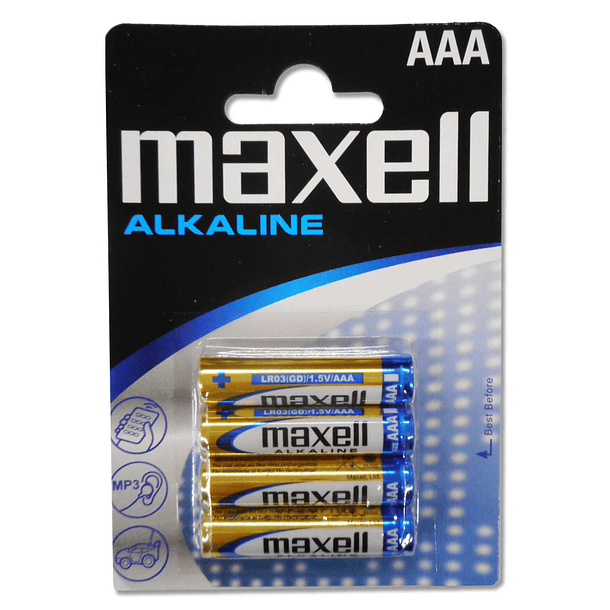 Blister 4 Pilhas Alcalinas 1,5V LR03 AAA - MAXELL 