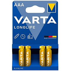 Blister 4x Pilhas Alcalinas LR03 AAA Long Life Extra Power - VARTA