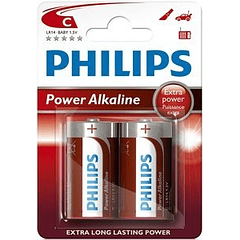 Blister 2 Pilhas Alcalinas 1,5V C / LR14 - PHILIPS