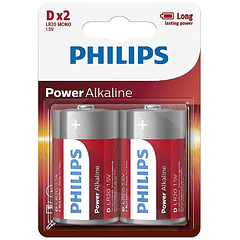 Blister 2x Pilhas Alcalinas D LR20 - PHILIPS