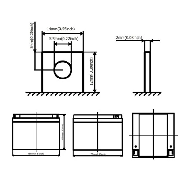 Bateria Chumbo 12V 26Ah (175 x 166 x 125 mm) - Ultracell 2