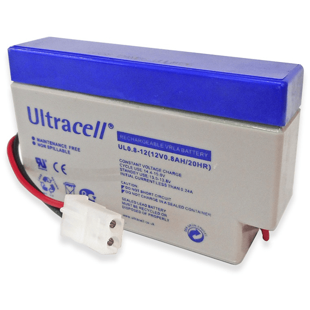 Bateria Chumbo 12V 0,8Ah (96 x 25 x 62 mm) - Ultracell 