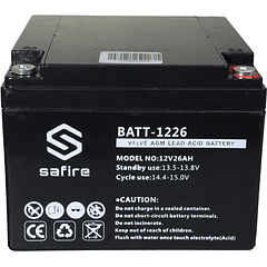 Bateria de Chumbo 12V 26Ah (182 x 166 x 126 mm) - SAFIRE
