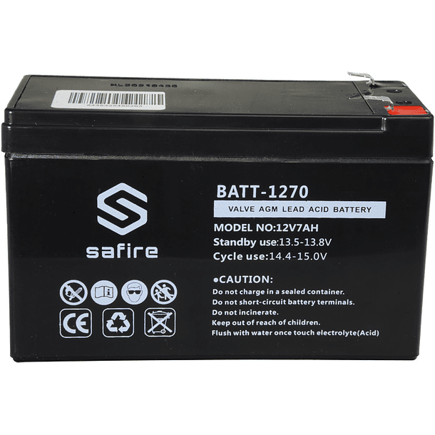 Bateria de Chumbo 12V 7Ah (93,5 x 151 x 65 mm) - SAFIRE 2