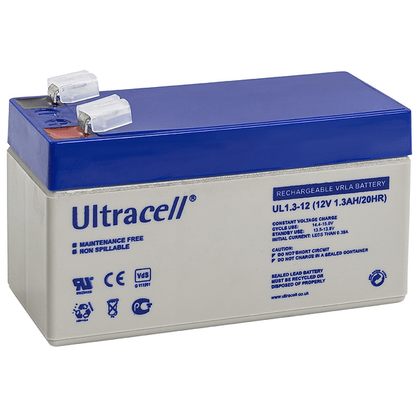 Bateria Chumbo 12V 1,3Ah  (97 x 43 x 52 mm) - Ultracell 