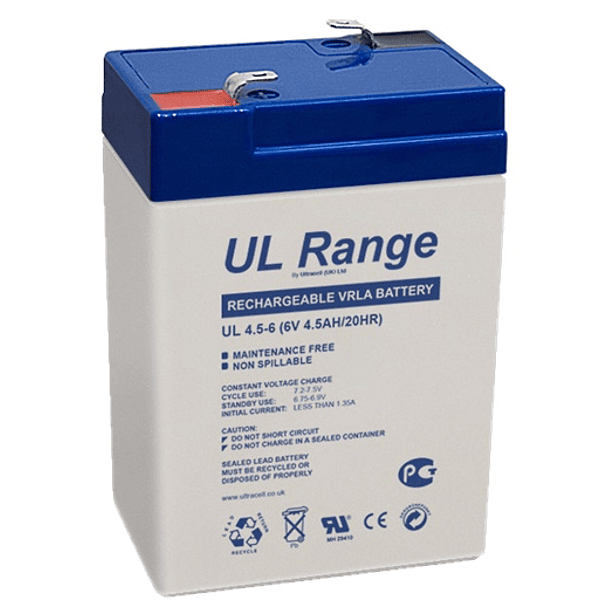 Bateria Chumbo 6V 4,5Ah (70 x 47 x 101 mm) - Ultracell 