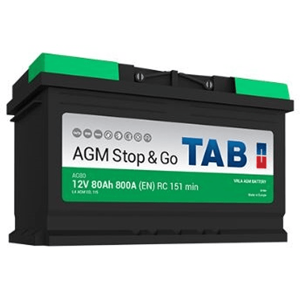 Bateria AGM Stop & Go p/ Automóvel 12V 80Ah (315 x 175 x 190mm) 