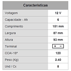 Bateria PB p/ Mota 12V 6Ah 2