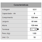 Bateria PB p/ Mota 12V 5Ah Alta Performance 2