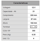 Bateria PB p/ Mota 12V 21Ah 2