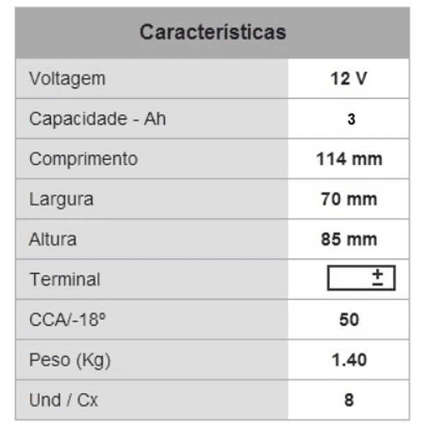 Bateria PB p/ Mota 12V 4Ah 2