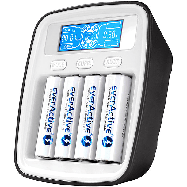 Carregador Profissional de Pilhas AA/AAA USB c/ LCD - everActive 1