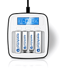 Carregador Profissional de Pilhas AA/AAA USB c/ LCD - everActive 2
