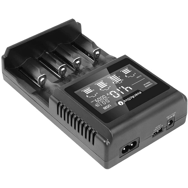 Carregador Profissional de Multi-Baterias NiMH/Li-ion/Li-FePO4 USB c/ LCD - everActive 2