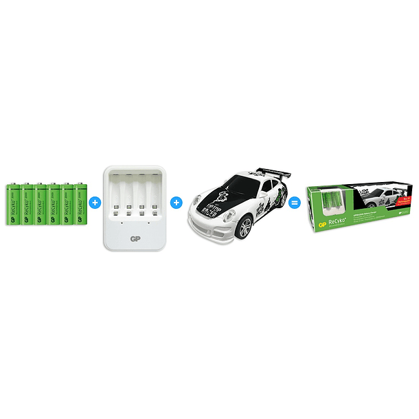 Carregador de Pilhas Ni-MH AA e AAA c/ Oferta 6 Pilhas AA 2000mAh + Carro Telecomandado Porsche 911 2