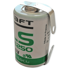 Pilha Litio Li-SOCl2 1/2AA 3,6V 1200mAh c/ Patilhas - SAFT