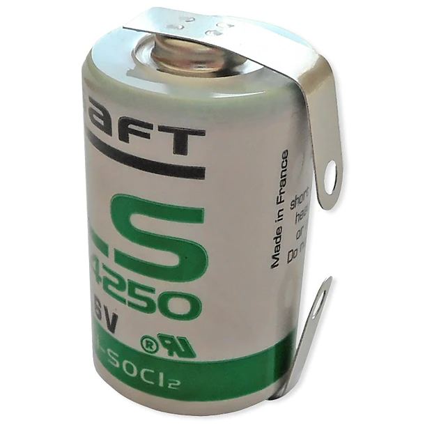 Pilha Litio Li-SOCl2 1/2AA 3,6V 1200mAh c/ Patilhas - SAFT 