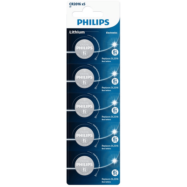 Pilha Lithium Cr2016 - Bl5 - PHILIPS 
