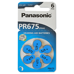Pack 6x Pilhas p/ Aparelhos Auditivos - PR675/PR44/AZA675 - PANASONIC