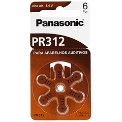 Pack 6x Pilhas p/ Aparelhos Auditivos - PR312/PR41/AZA312 - PANASONIC