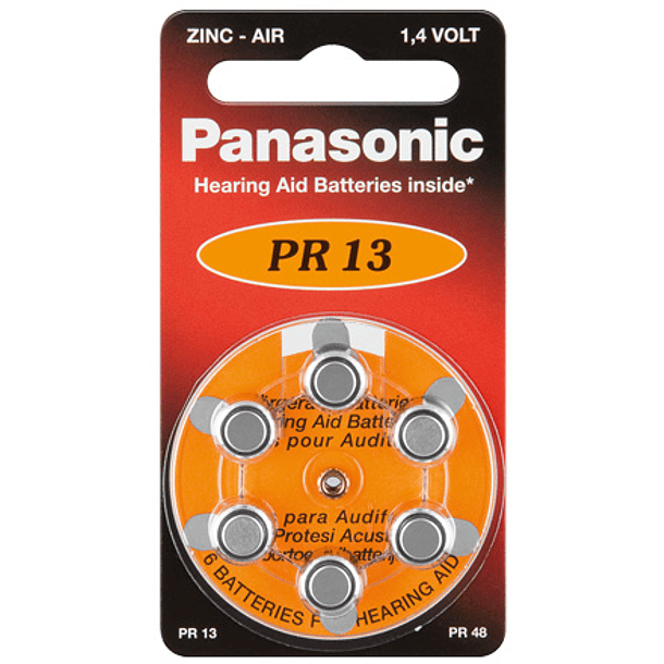 Pack 6x Pilhas p/ Aparelhos Auditivos - PR13/PR48/AZA13 - PANASONIC 