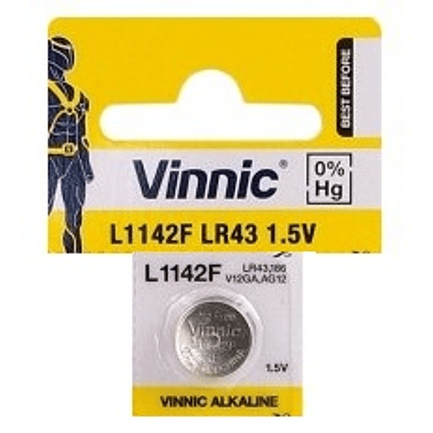 Pilha V386/SR43SW/SR43W/AG12/L1142/G12/LR43/186 1,5V - VINNIC 