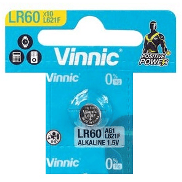 Pilha Alcalina G1/L621/V364/SR621SW/AG1/LR620 1,5V - VINNIC 