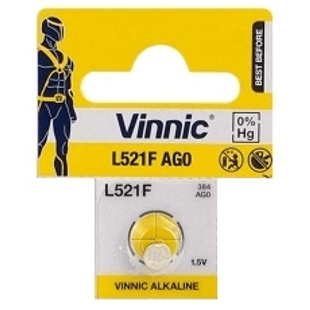 Pilha Alcalina V384/SR41SW/AG0/L521 1,5V - VINNIC 
