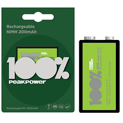 Pilha Recarregável Ni-Mh 9V 200mAh - PEAK POWER