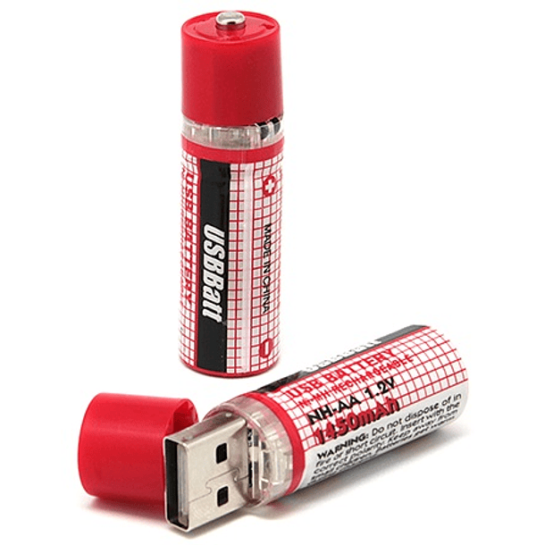 Pack 2 Pilhas Recarregáveis AA 1450mAh por USB 1