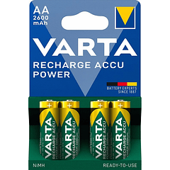 Blister 4x Pilhas Recarregáveis AA (Mignon) 2600mAh - VARTA