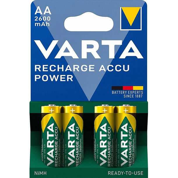 Blister 4x Pilhas Recarregáveis AA (Mignon) 2600mAh - VARTA 1